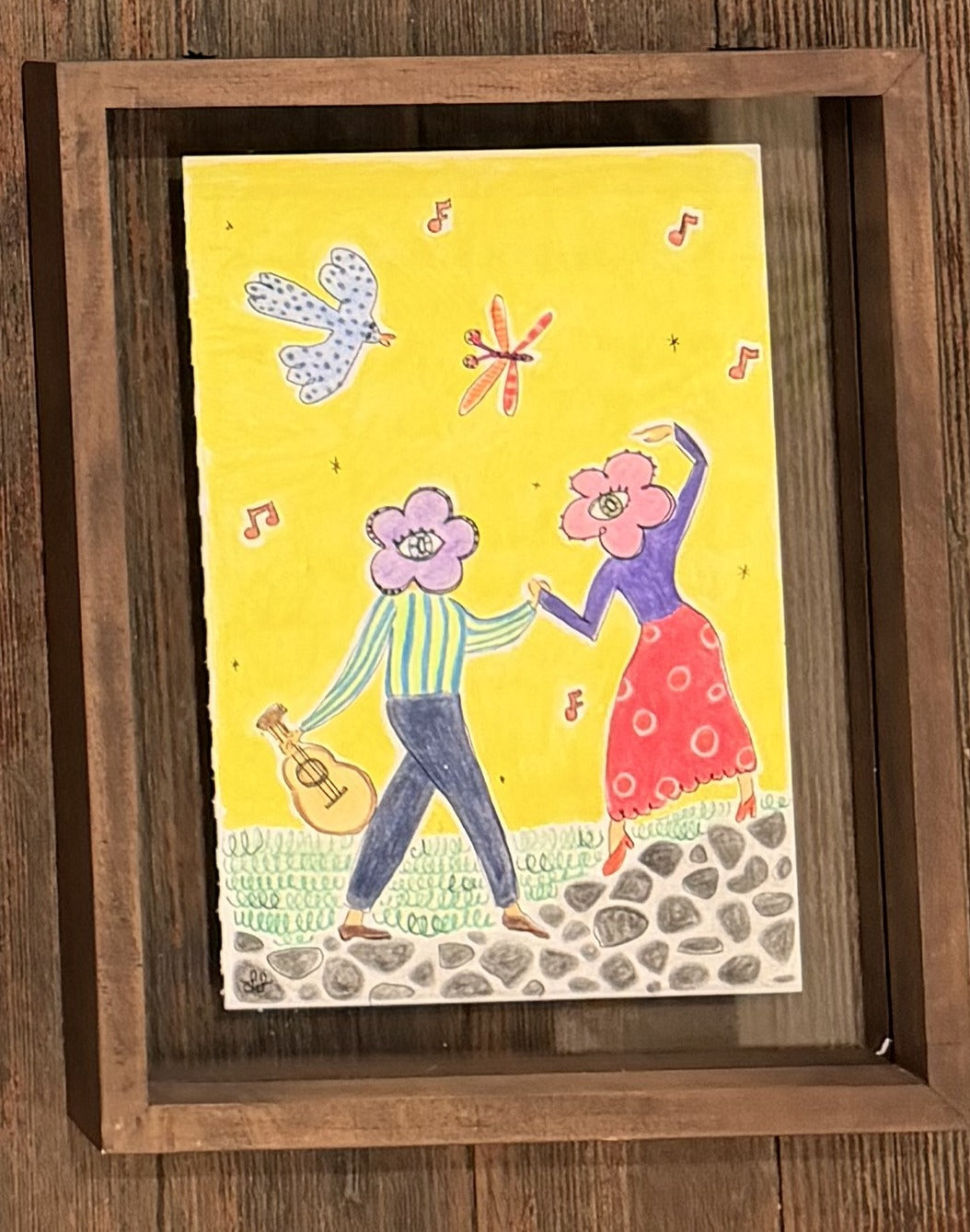 Hear my song - framed drawing by Lori Lyon