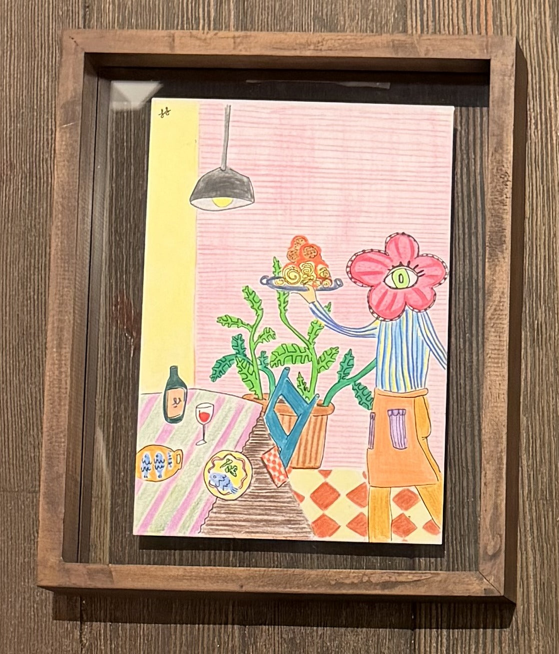 Let me serve you - framed drawing by Lori Lyon