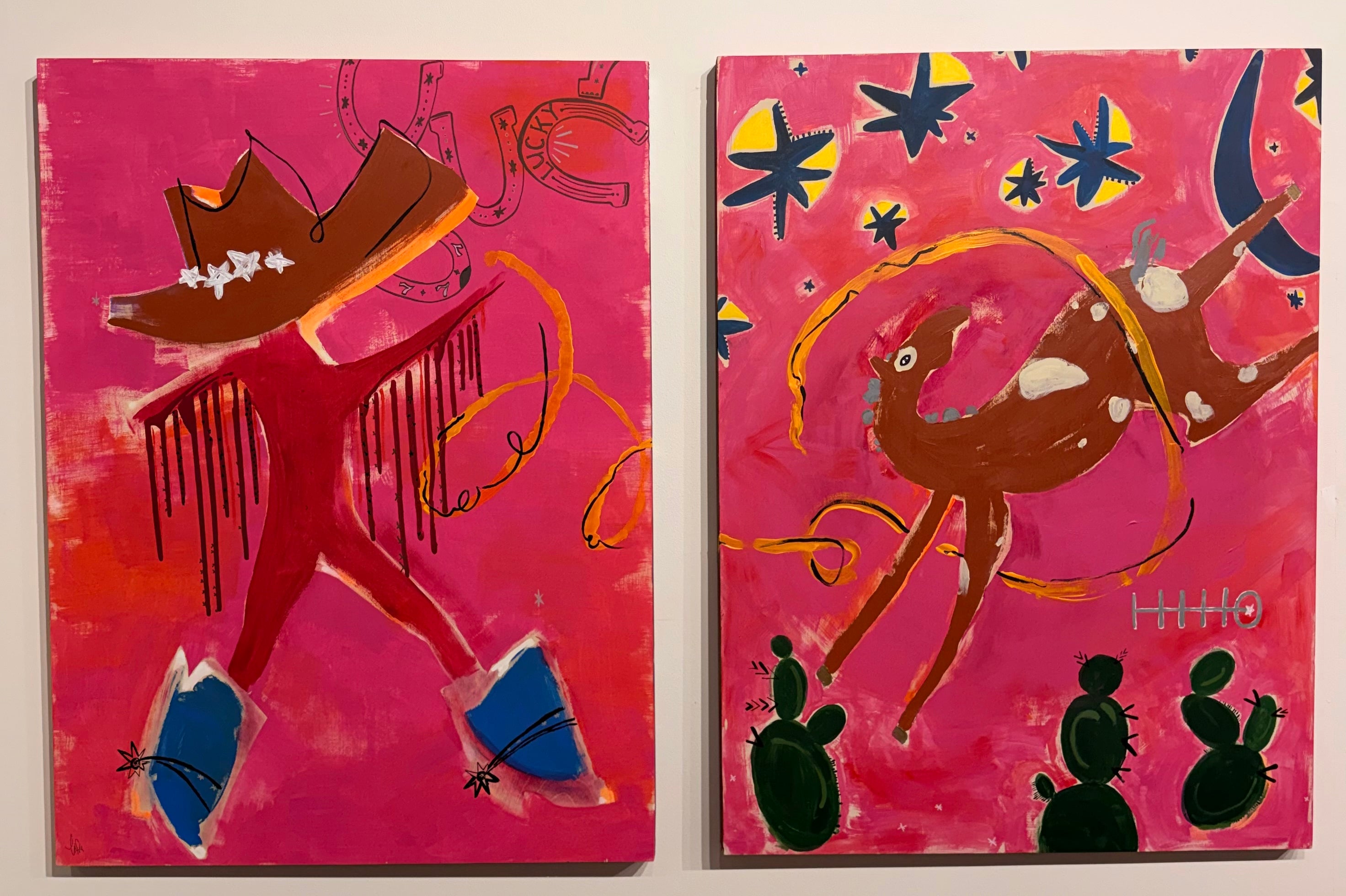 Yeehaw - set of 2 acrylic paintings by Lori Lyon
