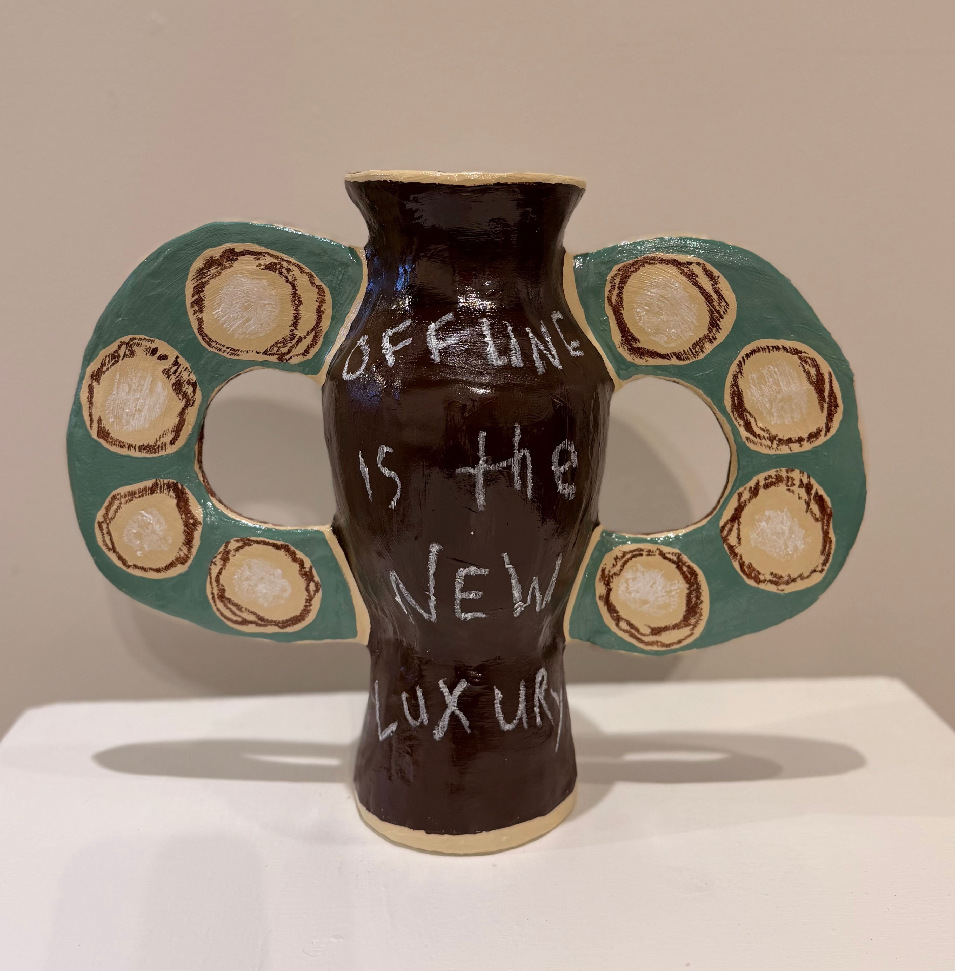 Medium vessel with Offline is the New Luxury statement by Lori Lyon
